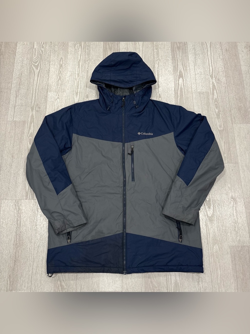 Columbia Sportswear Gray Blue Thermal Coil Colorblock Winter Jacket Size L